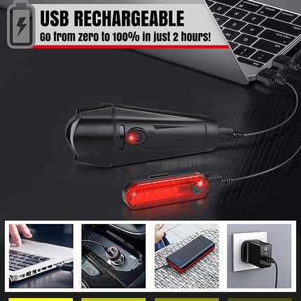 Waterproof Rechargeable LED Bike Lights Set (2000mah Lithium Battery, IPX4, 2 USB Cables) 6