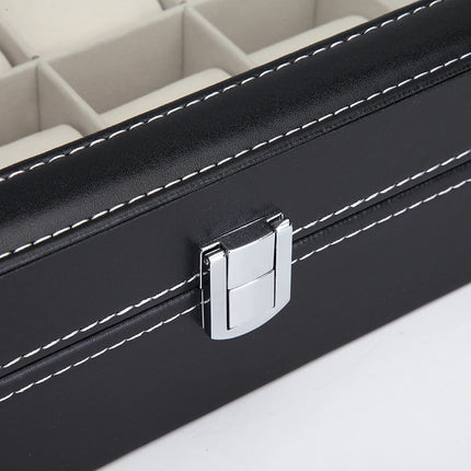 Black PU Leather Watch Organizer Display Storage Box Cases for Men & Women (12 slots) 4