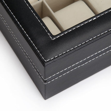 Black PU Leather Watch Organizer Display Storage Box Cases for Men & Women (12 slots) 5