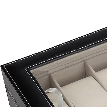 Black PU Leather Watch Organizer Display Storage Box Cases for Men & Women (12 slots) 6
