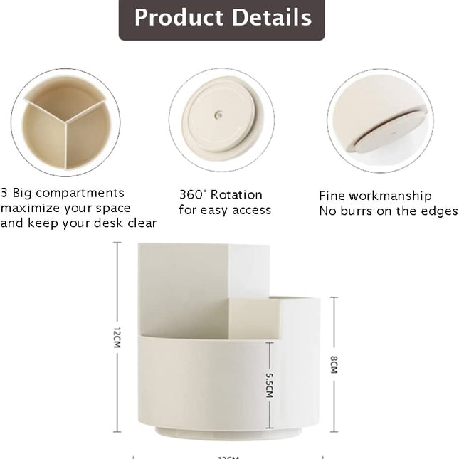 360 degree rotating multi-functional pen holder with 3 separate layer for office desk organiser (Grey) 2