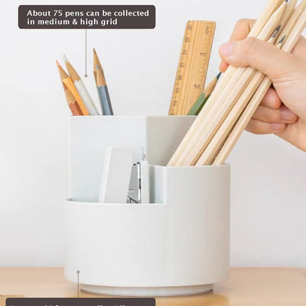 360 degree rotating multi-functional pen holder with 3 separate layer for office desk organiser (Grey) 6