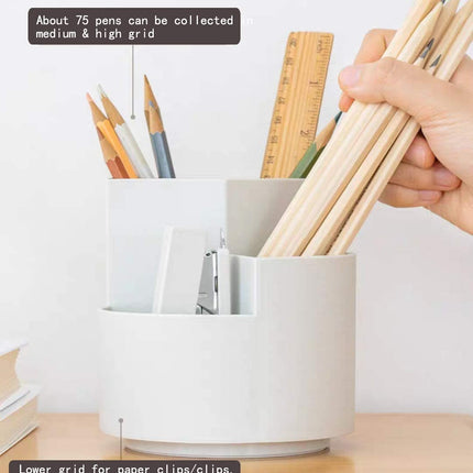360 degree rotating multi-functional pen holder with 3 separate layer for office desk organiser (Pink) 3