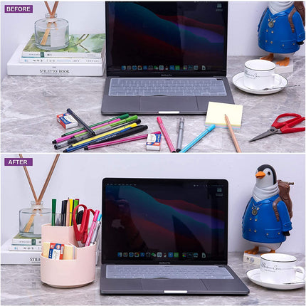 360 degree rotating multi-functional pen holder with 3 separate layer for office desk organiser (Pink) 4