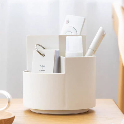 360 degree rotating multi-functional pen holder with 3 separate layer for office desk organiser (White) 4