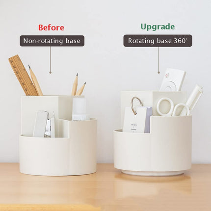 360 degree rotating multi-functional pen holder with 3 separate layer for office desk organiser (White) 5