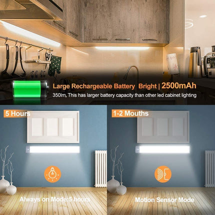 54 LED Rechargeable Under Cabinet Night Lighting for Kitchen and Bedroom (Sliver and White Light) 3