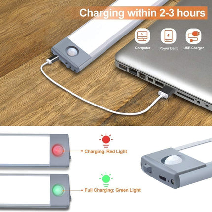 54 LED Rechargeable Under Cabinet Night Lighting for Kitchen and Bedroom (Sliver and White Light) 5