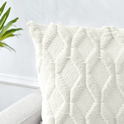 2 Pack Decorative Boho Throw Pillow Covers 45 x 45 cm (White) 3