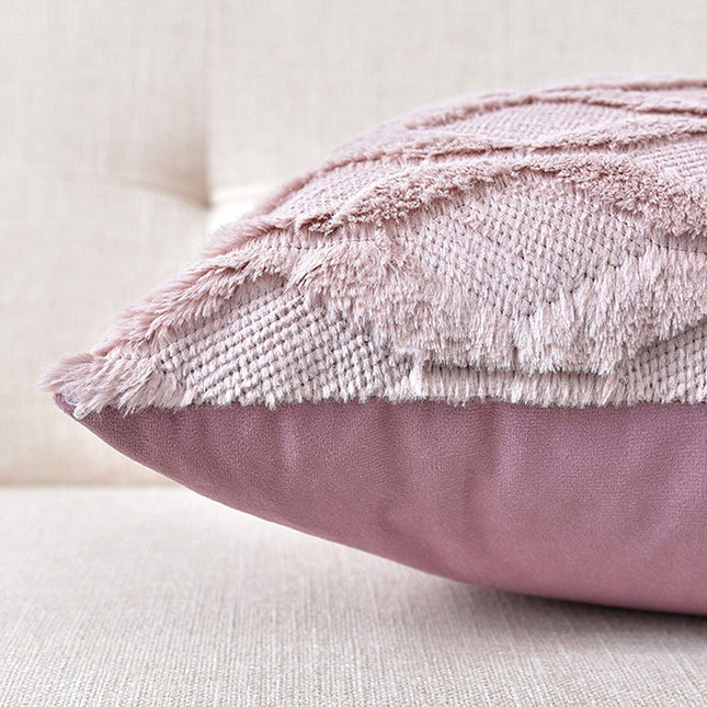 2 Pack Decorative Boho Throw Pillow Covers 45 x 45 cm (Pink) 2