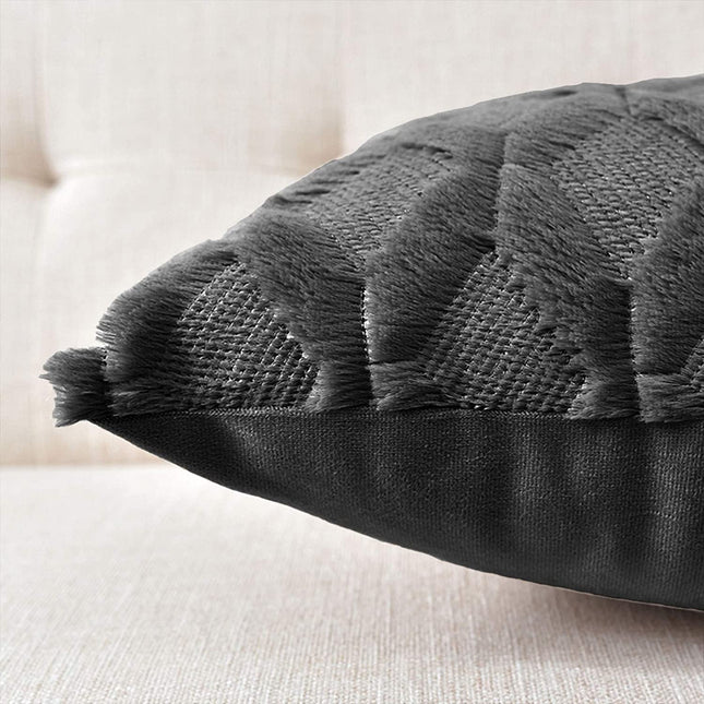 2 Pack Decorative Boho Throw Pillow Covers 45 x 45 cm (Black) 2