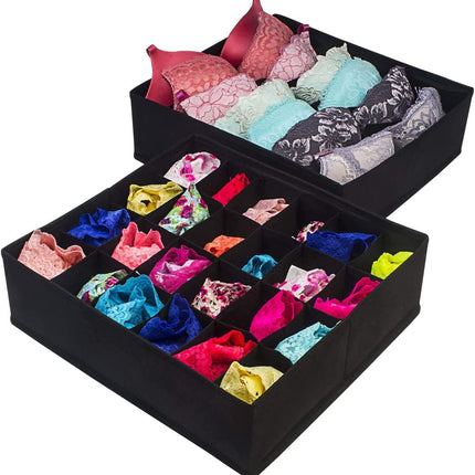 4 Pack Foldable Drawer Dividers Storage Boxes (Black) 3