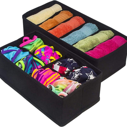 4 Pack Foldable Drawer Dividers Storage Boxes (Black) 4