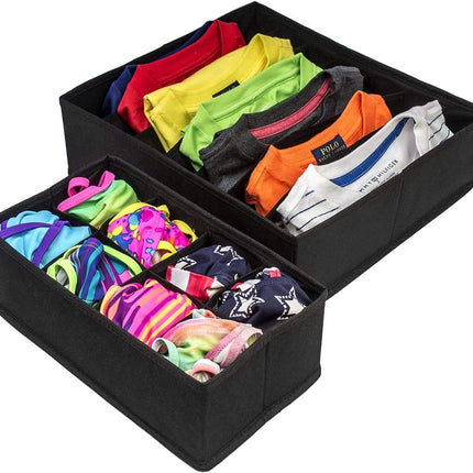 4 Pack Foldable Drawer Dividers Storage Boxes (Black) 5