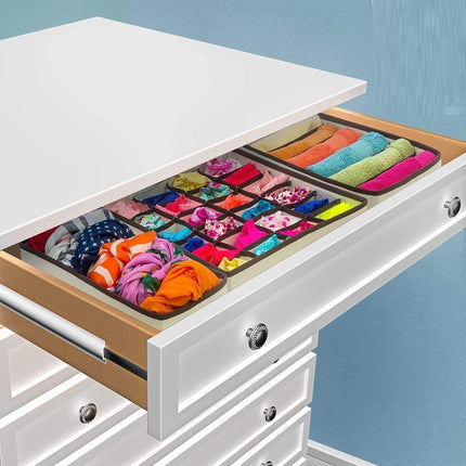 4 Pack Foldable Drawer Dividers Storage Boxes (Black) 8