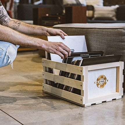 Twin Pack Crosley Vinyl LP Record Storage Crate Natural Wood 3