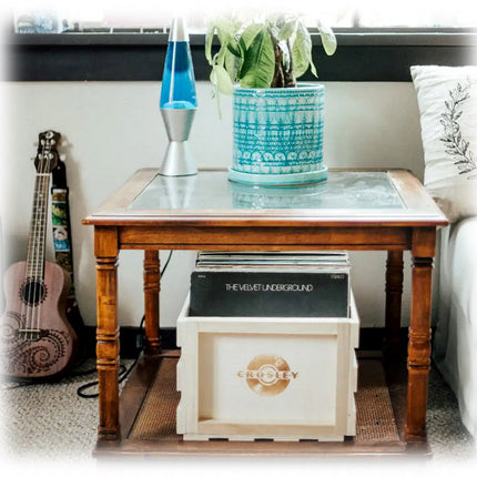 Twin Pack Crosley Vinyl LP Record Storage Crate Natural Wood 4