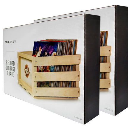 Twin Pack Crosley Vinyl LP Record Storage Crate Natural Wood 5