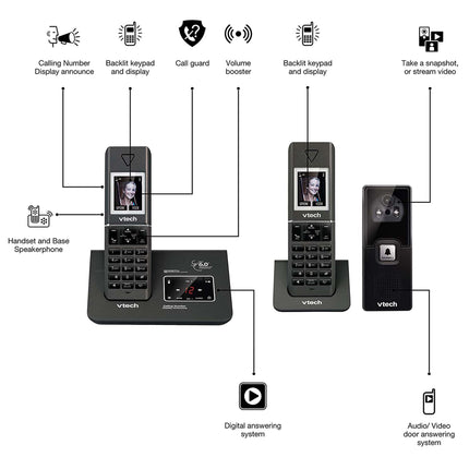 VTech 15951 Twin DECT 6.0 Cordless Home Phone w Video Doorbell Answering Machine 2