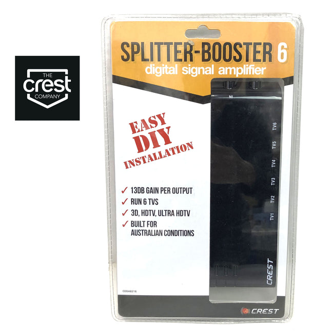 Crest UHF VHF Digital TV Signal Splitter Distributor 6 Outputs 2