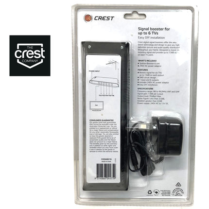 Crest UHF VHF Digital TV Signal Splitter Distributor 6 Outputs 3