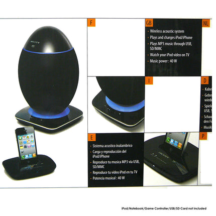 Scott 2.4Ghz Wireless OVE Speaker System USB SD Bluetooth 20w RMS 5