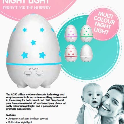 Oricom Aroma Diffuser Humidifier & Night Light Baby Kids Room AD50 3