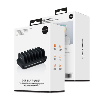 mbeat Gorilla Power 7-Port 60W USB + USB-C Charging Station 7