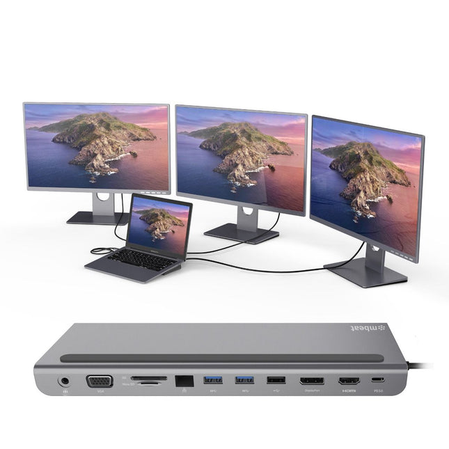 mbeat 11-in-1 Multiport USB-C Dock with HDMI, DisplayPort & VGA 2