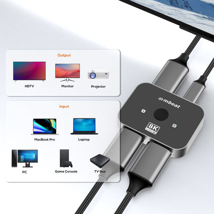 mbeat 8K Bi-directional HDMI 2.1 Switch 2 In 1 Out/1 In 2 Out 7