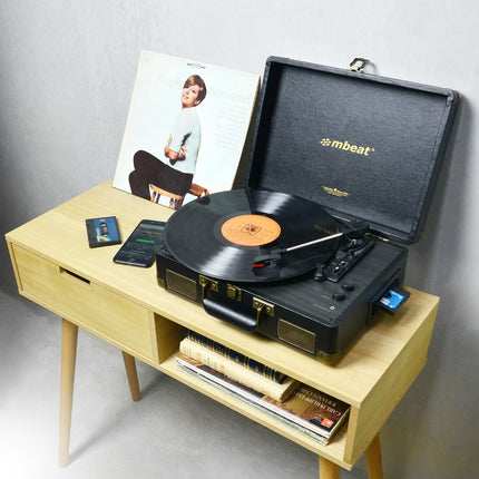 mbeat Uptown Retro Turntable and Cassette Player with Bluetooth Speakers 2