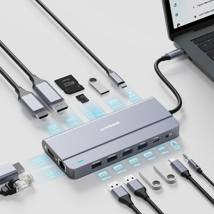 mbeat Elite X14 Triple 4K Display Multi-Port USB-C Hub 2