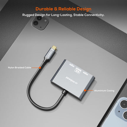 mbeat Tough Link USB-C to DP&HDMI Dual 4K/60Hz MST Adapter - Space Grey 6
