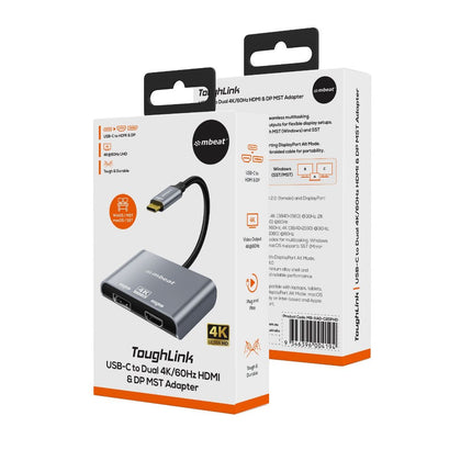 mbeat Tough Link USB-C to DP&HDMI Dual 4K/60Hz MST Adapter - Space Grey 7