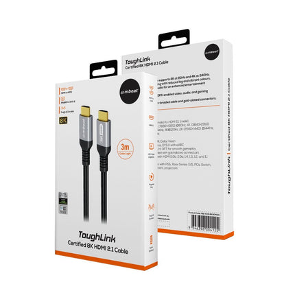 mbeat Tough Link 3m Certified 8K HDMI Cable - Space Grey 6