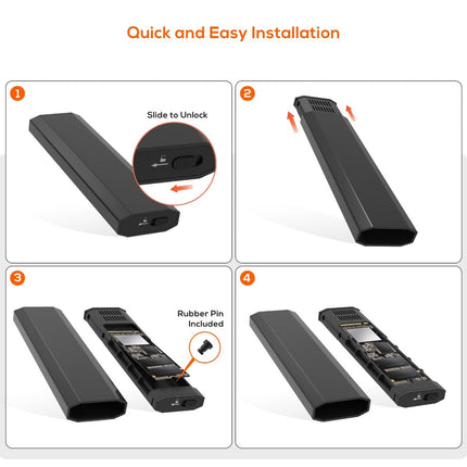 mbeat Elite USB-C to M.2 SSD Enclosure (M-Key, B+M Key) - Matte Black 6