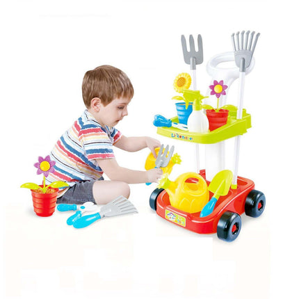 Children's Gardening Trolley Set with Fake Garden Tools for Toddlers 2