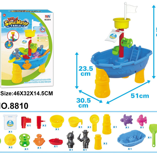 Pirate Ship Modelled, Sand and Water Table with 24 Accessories 2