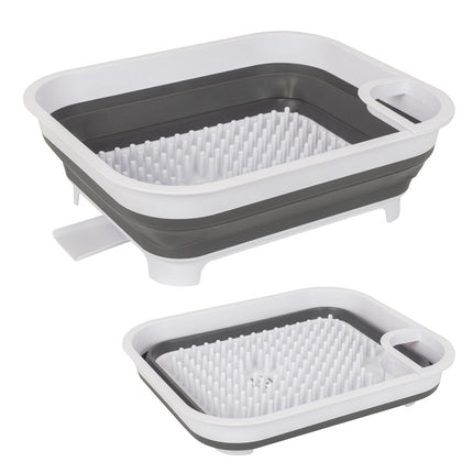 Collapsible Dish Rack with Utensil Section Space-Saving Drying Rack for Compact Kitchens & Camping