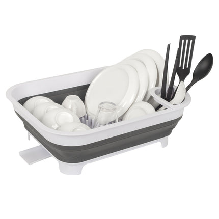 Collapsible Dish Rack with Utensil Section Space-Saving Drying Rack for Compact Kitchens & Camping 2