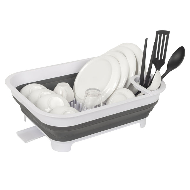 Collapsible Dish Rack with Utensil Section Space-Saving Drying Rack for Compact Kitchens & Camping 2