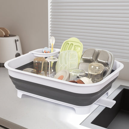 Collapsible Dish Rack with Utensil Section Space-Saving Drying Rack for Compact Kitchens & Camping 3