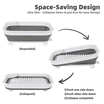 Collapsible Dish Rack with Utensil Section Space-Saving Drying Rack for Compact Kitchens & Camping 7