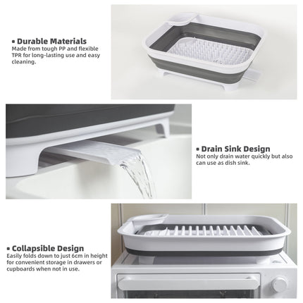 Collapsible Dish Rack with Utensil Section Space-Saving Drying Rack for Compact Kitchens & Camping 9