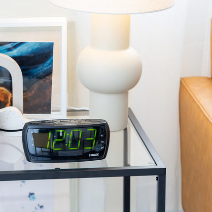 Large Number Alarm Clock & AM/FM Radio, Bold Green LED Time Screen 2