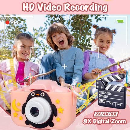 Kids Digital Dual Lens Camera, 4x Zoom and HD Video Recording (Pink) 7