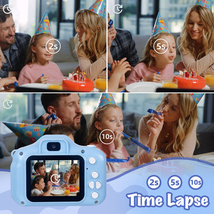Kids Digital Dual Lens Camera, 4x Zoom and HD Video Recording (Blue) 5