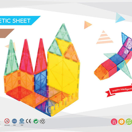 48 Pcs non-toxic STEM Educational, Durable Magnetic Tiles/Puzzle with Storage Bag 6