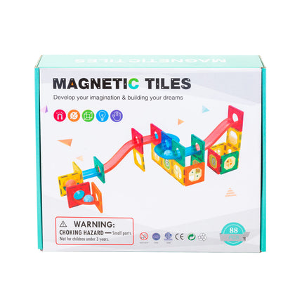 88 Pcs non-toxic STEM Educational, Durable Magnetic Tiles/Puzzle with Storage Bag 6