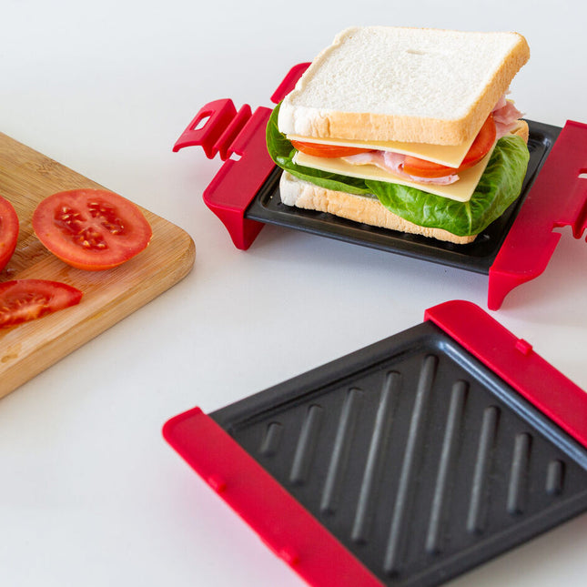 Compact Microwave Sandwich Maker Non-Stick Grill Plates for Quick Meals at Home, Work, or Travel 2